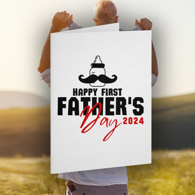 Tarjeta Festiva Feliz primer día del padre, papá primerizo diverti (Subido por el creador)