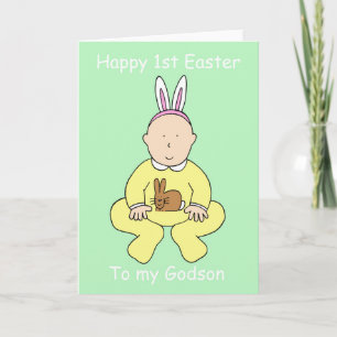 Tarjeta Festiva Feliz Primera Pascua a mi padrino.