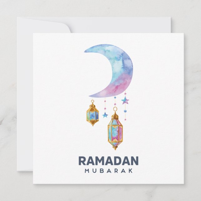 Tarjeta Festiva Feliz Ramadan Mubarak | Ramadan Kareem Oro musulmá (Anverso)