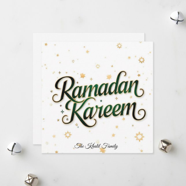 Tarjeta Festiva Feliz Ramadan Mubarak Ramadan Kareem Oro Musulmán (Anverso/Reverso In Situ)