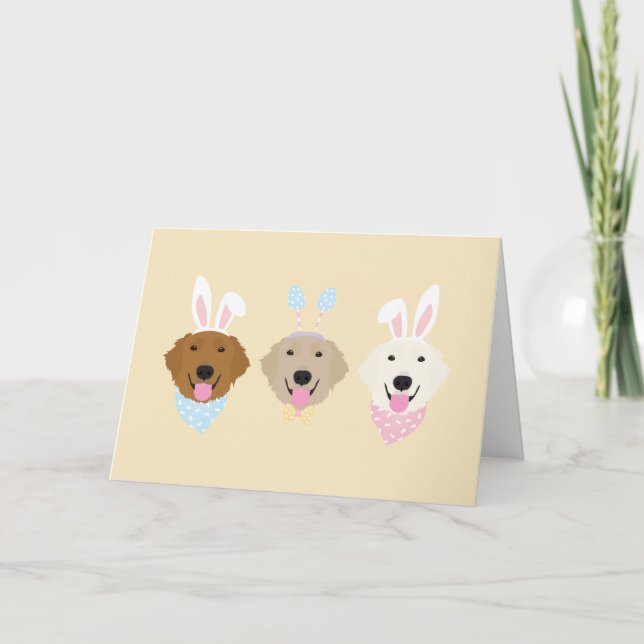 Tarjeta Festiva Felíz recuperación de oro de conejo de Pascua (Anverso)