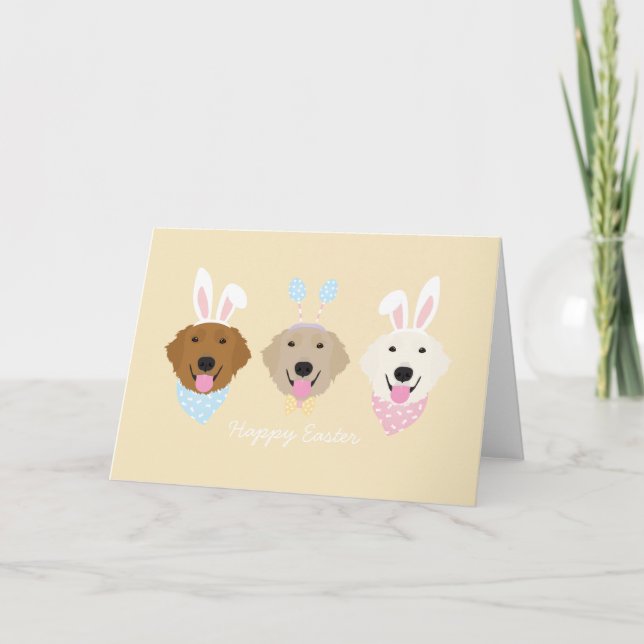 Tarjeta Festiva Felíz recuperación de oro de conejo de Pascua (Anverso)