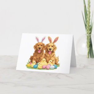 Tarjeta Festiva Feliz recuperación de oro de Pascua dogs orejas de