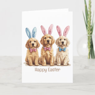 Tarjeta Festiva Feliz recuperación de oro de Pascua dogs orejas de