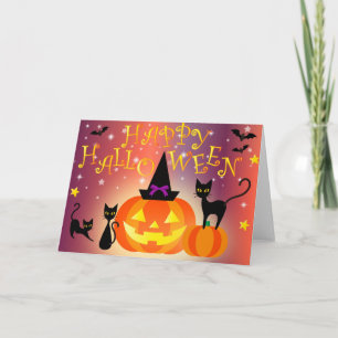 Tarjeta Festiva Feliz regalo de bienvenida de Halloween en blanco