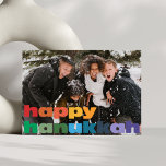 Tarjeta Festiva Feliz resumen de fotografía de la tipografía arcoi<br><div class="desc">Feliz Hanukkah Rainbow Typography - Tarjeta de vacaciones superpuesta</div>