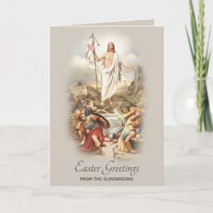 Tarjeta Festiva Feliz Rezo Religioso Vintage de Pascua