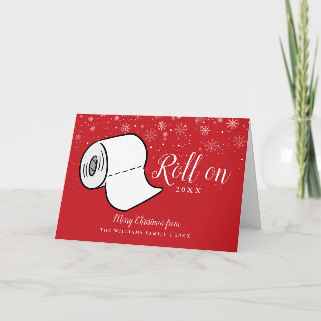 Tarjeta Festiva Feliz Rollo De Diversión De La Familia Christmas E (Anverso)