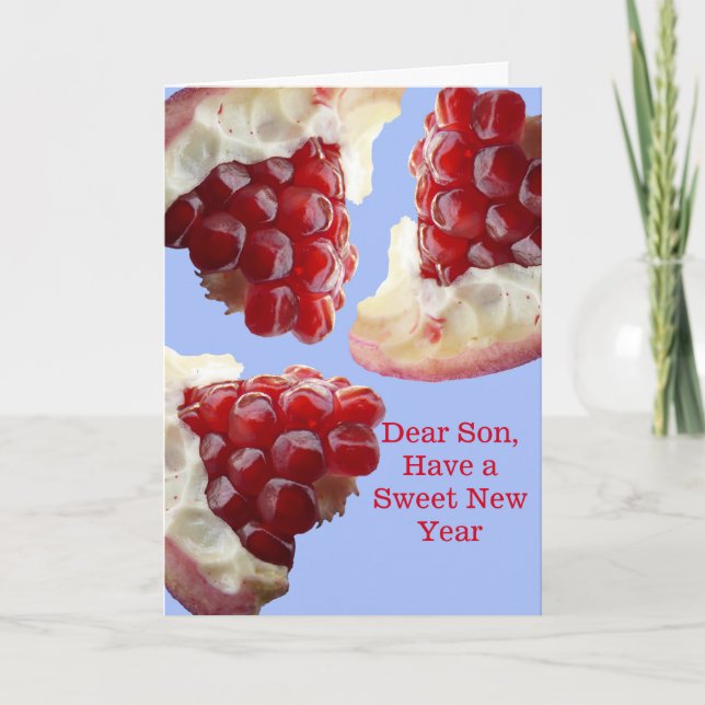 Tarjeta Festiva Feliz Rosh Hashaná con Granada (Anverso)
