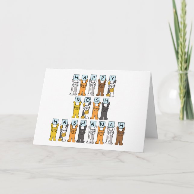 Tarjeta Festiva Feliz Rosh Hashanah Personalizados gatos (Anverso)