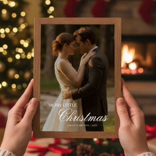 Tarjeta Festiva Feliz saludo de pareja de Navidades pequeños