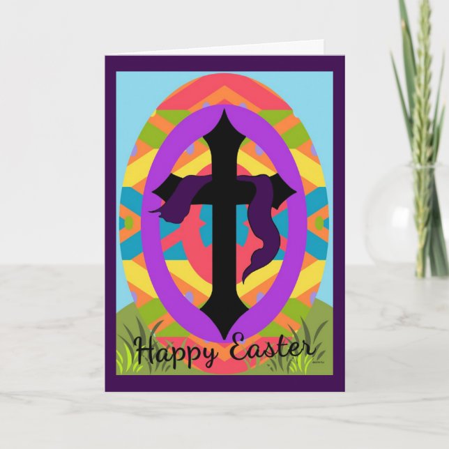 Tarjeta Festiva Feliz saludo de Pascua y Huevos Pastel (Anverso)