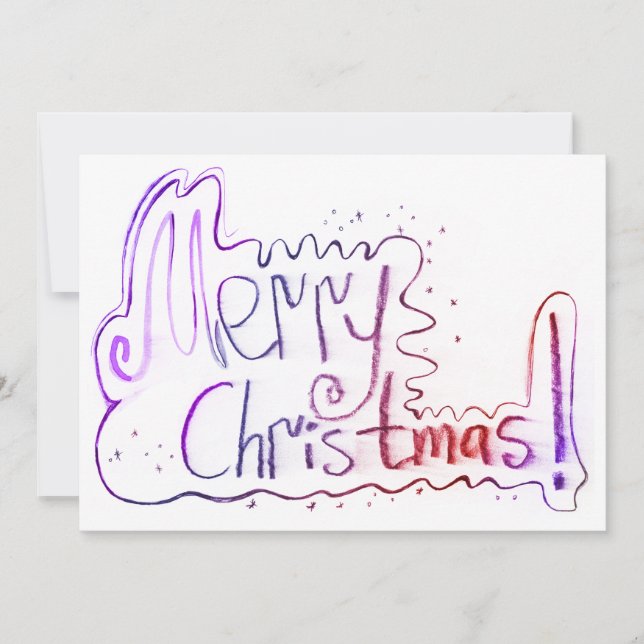 Tarjeta Festiva Feliz saludo navideño con letras pastel (Anverso)