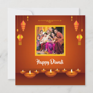 Tarjeta Festiva Feliz saludo personalizado a la familia Diwali