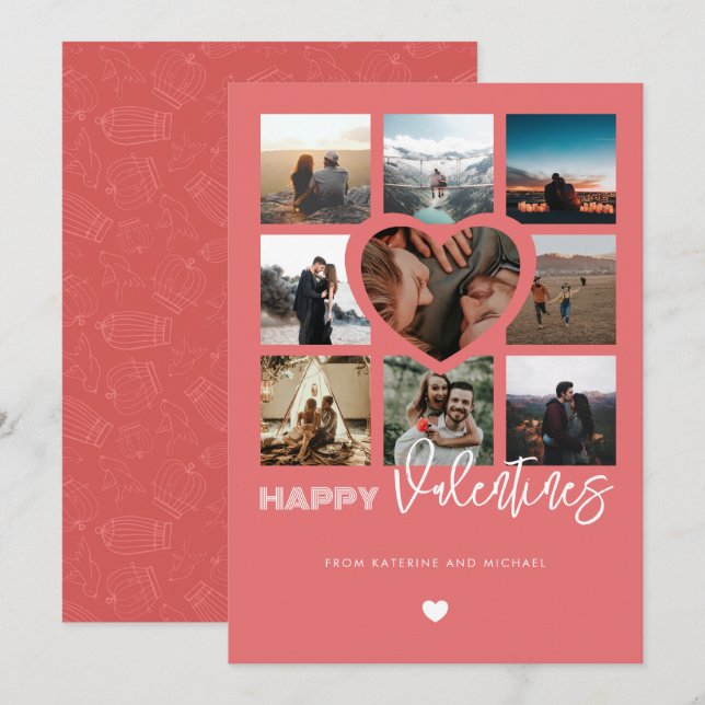 Tarjeta Festiva Feliz San Valentín 9 Familia Pareja de Collage de  (Anverso / Reverso)