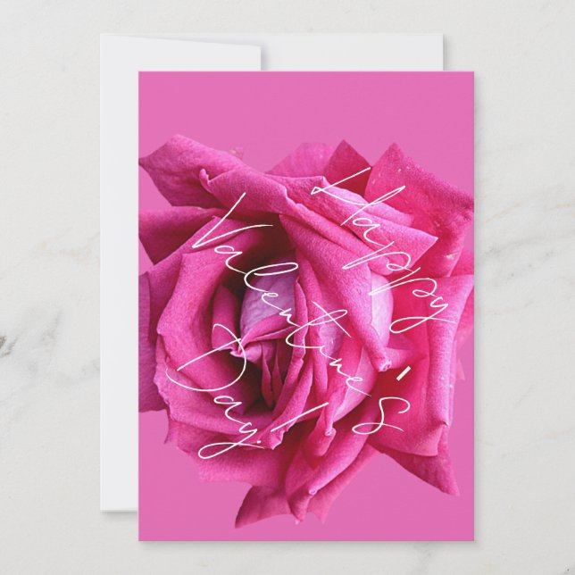 Tarjeta Festiva Feliz San Valentín caliente rosa rosa floral boho  (Anverso)