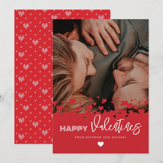 Tarjeta Festiva Feliz San Valentín foto de la familia de la pareja (Anverso / Reverso)