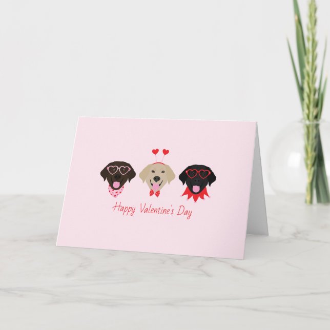 Tarjeta Festiva Feliz San Valentín Labrador recuperar perros (Anverso)