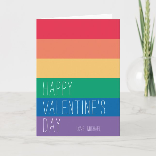 Tarjeta Festiva Feliz San Valentín | LGBTQ Rainbow Valentine (Anverso)