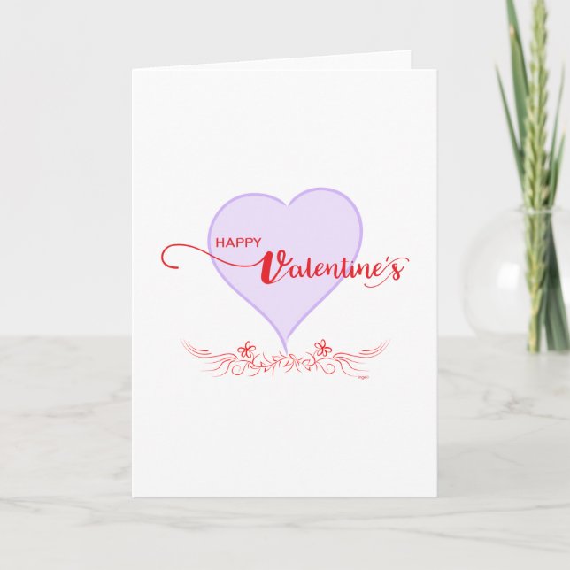 Tarjeta Festiva Feliz San Valentín-Púrpura-Swirls (Anverso)