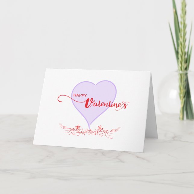 Tarjeta Festiva Feliz San Valentín-Púrpura-Swirls (Anverso)