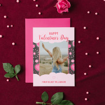 Feliz San Valentín Whimsical Corazones rosados nom