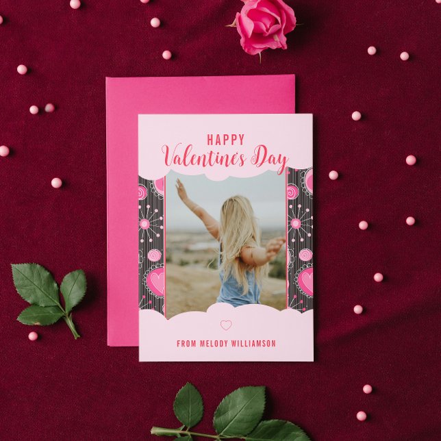 Tarjeta Festiva Feliz San Valentín Whimsical Corazones rosados nom (Subido por el creador)