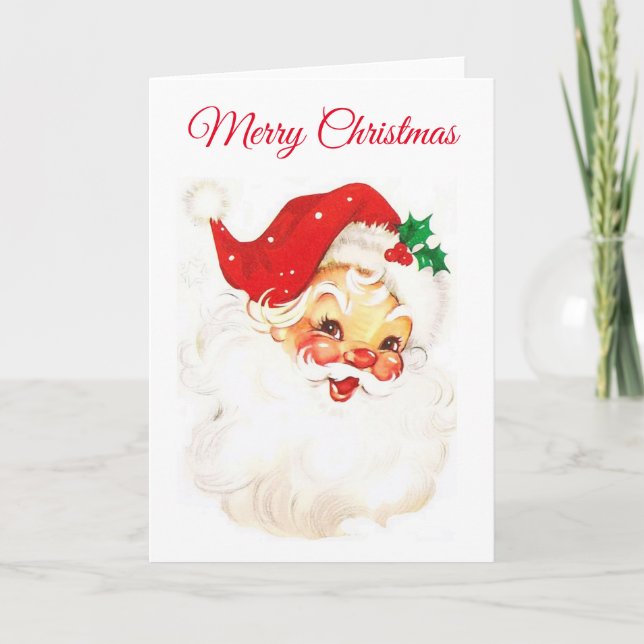 Tarjeta Festiva Feliz Santa Claus en blanco (Anverso)