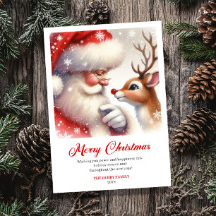 Tarjeta Festiva Feliz Santa con el dulce saludo de vacaciones de R