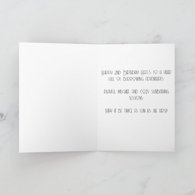 Tarjeta Festiva Feliz segundo cumpleaños (Interior)