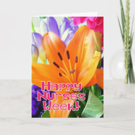 Tarjeta Festiva ¡Feliz semana de las enfermeras!-Flores coloridas