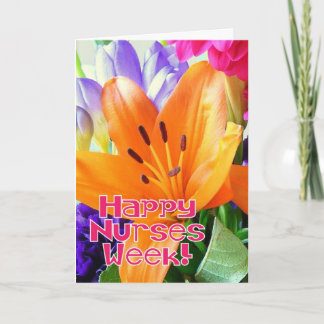 Tarjeta Festiva ¡Feliz semana de las enfermeras!-Flores coloridas