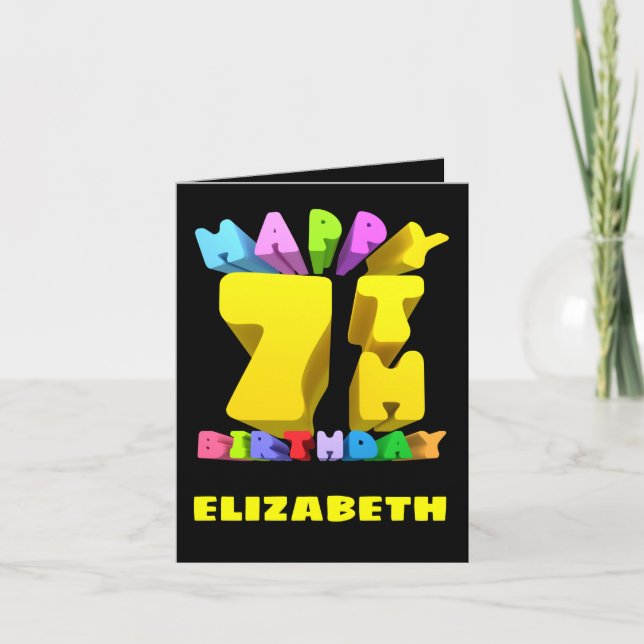 Tarjeta Festiva Feliz sétimo cumpleaños (Anverso)