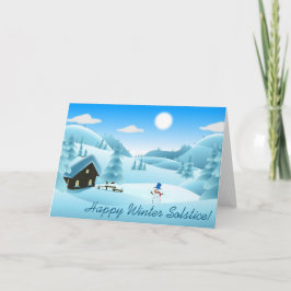 Tarjeta Festiva ¡Feliz solsticio de invierno! Hombre de nieve