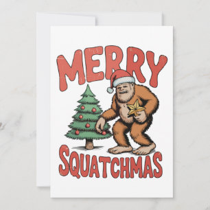 Tarjeta Festiva Feliz Squatchmas Bigfoot Sasquatch Árbol de Navida
