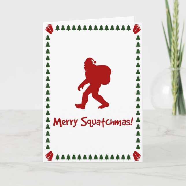 Tarjeta Festiva ¡Feliz Squatchmas! (Tarjeta de Navidad) (Anverso)