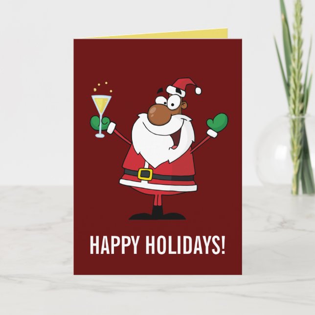 Tarjeta Festiva Feliz tostada navideña de Papá Noel (Anverso)