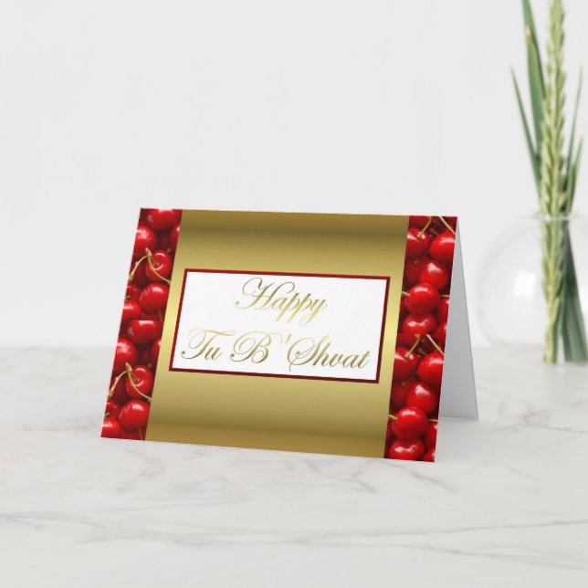 Tarjeta Festiva Feliz Tu B'Shvat Tu bishvat Festividad Judía Judía (Anverso)