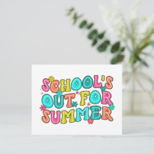 Tarjeta Festiva Feliz Último Día De Escuela Estudiante De Verano