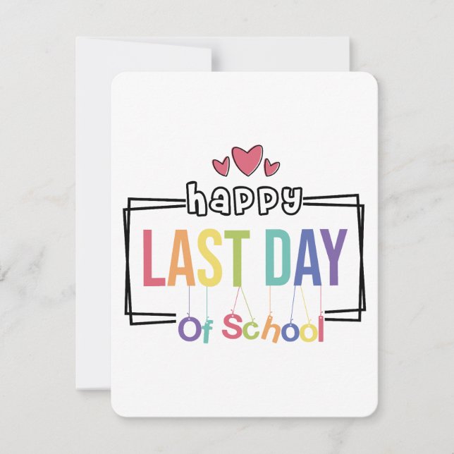 Tarjeta Festiva Feliz Último Día Del Escolar Svg, vacaciones de ve (Anverso)