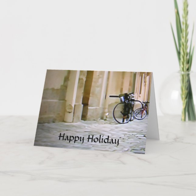 TARJETA FESTIVA FELIZ VACACIÓN EN BICICLETA ITALIANA (Anverso)