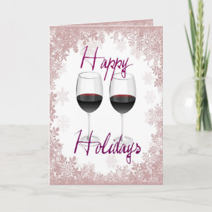 TARJETA FESTIVA FELIZ VACUNO ROJO VACUNO Y SNOWFLAKE PRINT