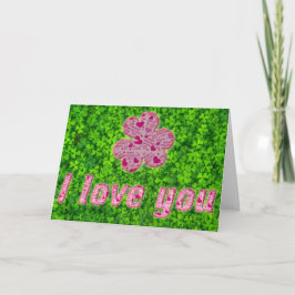 Tarjeta Festiva Feliz Valentine Irlandés Shamrock Clovers Typograp