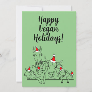 Tarjeta Festiva Feliz Vegan Holidays Grey Card