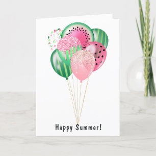 Tarjeta Festiva Feliz verano globos de sandía familia foto