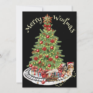 Tarjeta Festiva Feliz Woofmas Diseño de Perro- Yorkie