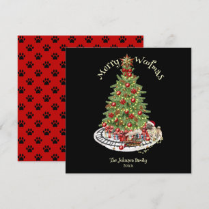 Tarjeta Festiva Feliz Woofnavidad Diseño de Perro - Pug