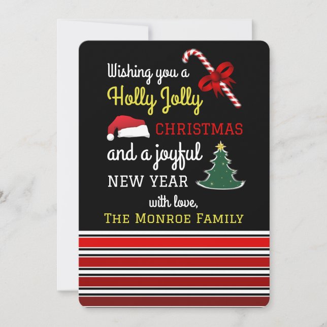 Tarjeta Festiva Feliz y brillante, Navidades (Anverso)