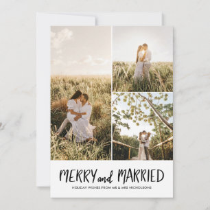 Tarjeta Festiva Feliz Y Casado   Fotografía de la primera pareja