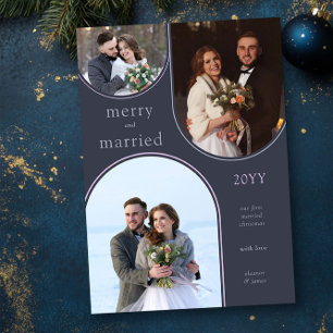 Tarjeta Festiva Feliz y Casado Simple Moderno Recién Casado 3 Foto